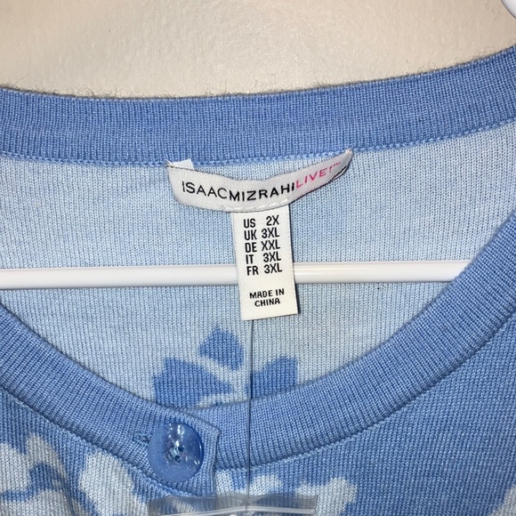 Isaac Mizrahi Blue Floral Knit Cardigan 2X - Picture 2 of 3